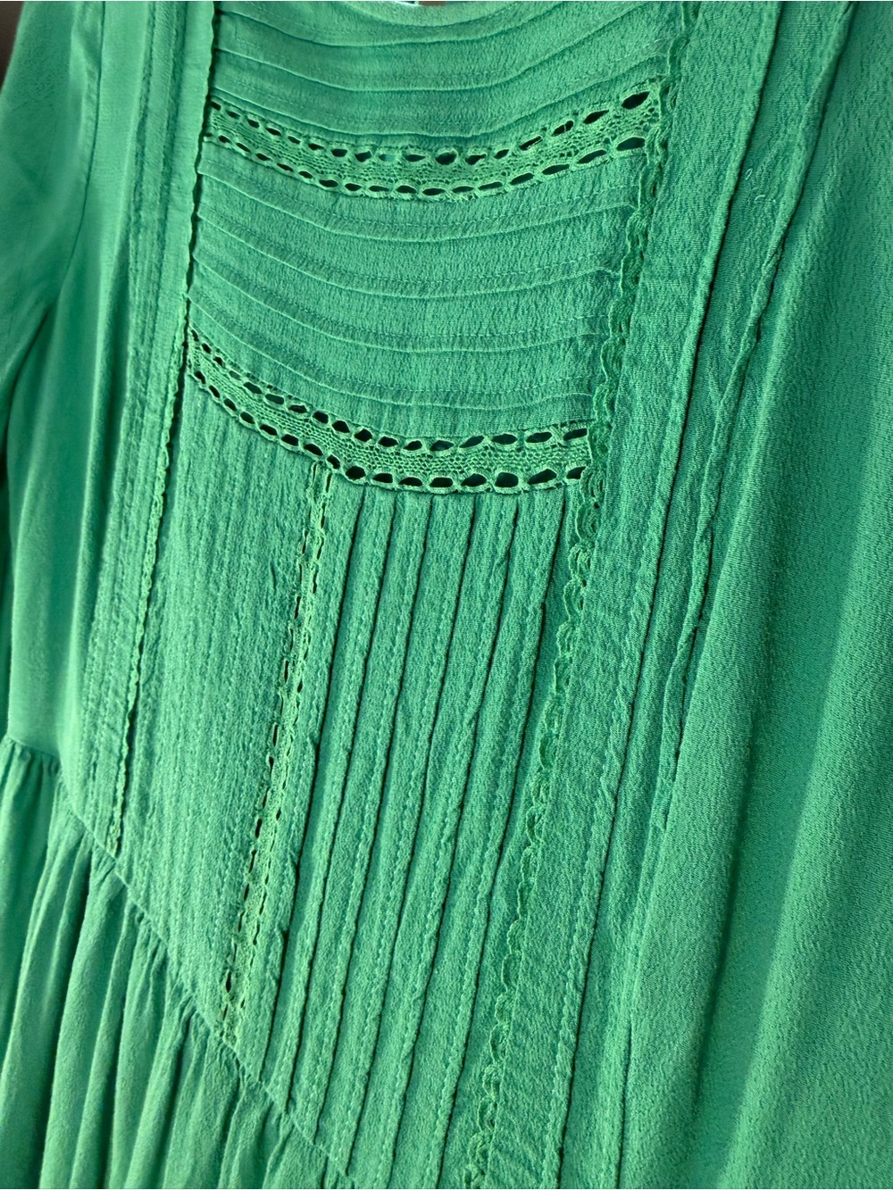 Ann Taylor Green/Teal V-Neck Pintuck Dress - Picture 2 of 6